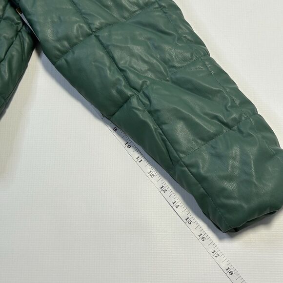 Windsor Love Tree Vegan Leather Puffer Crop Jacket Womens Size Large, Green - Picture 16 of 16